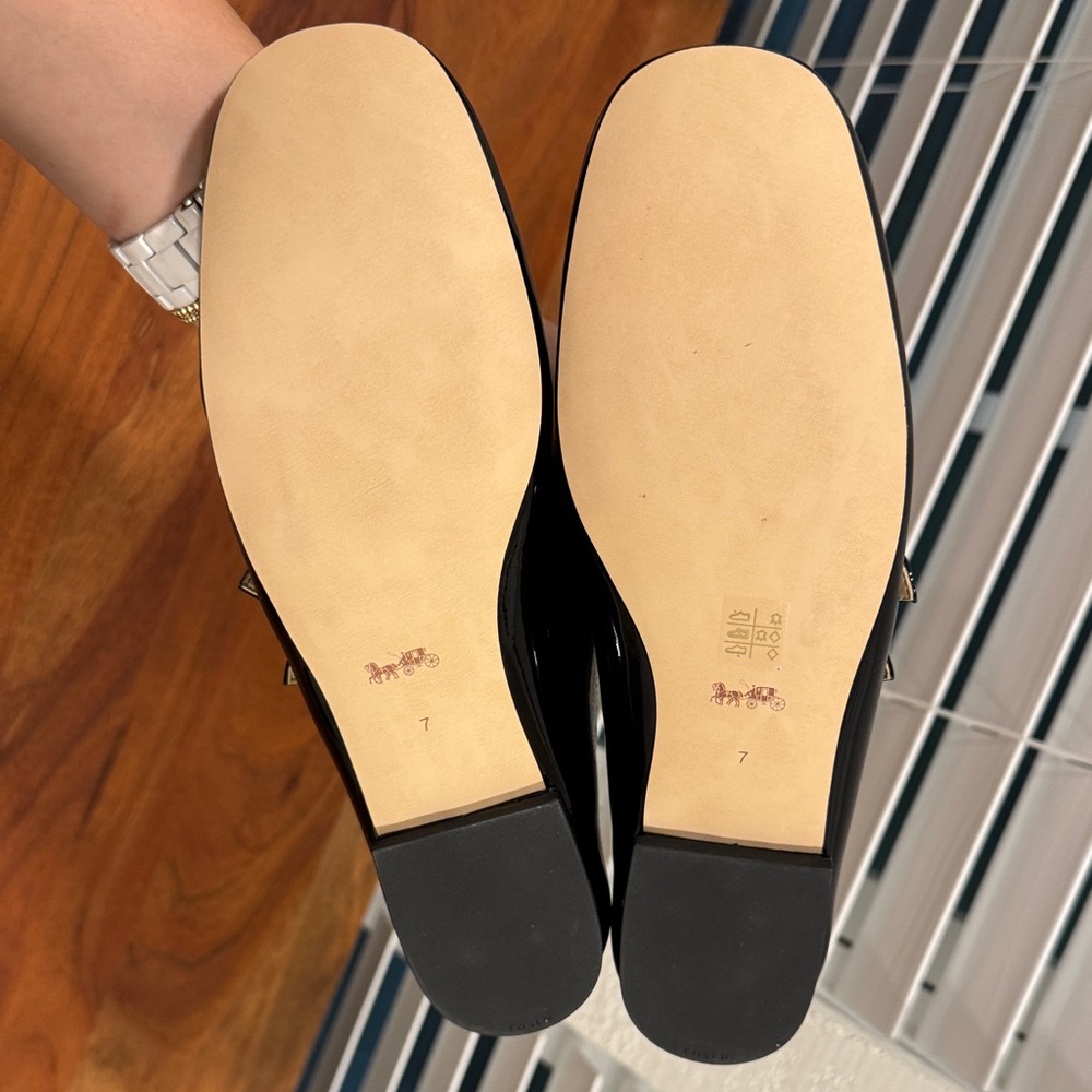 Coach Winley Mary Jane Black Patent Leather Double Strap Flats - Picture 2 of 4
